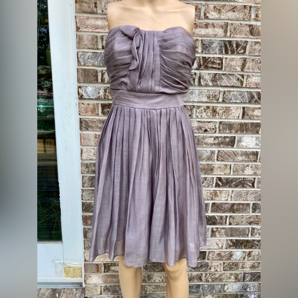 Preppy Grey Suzi Chin Strapless Formal Dress